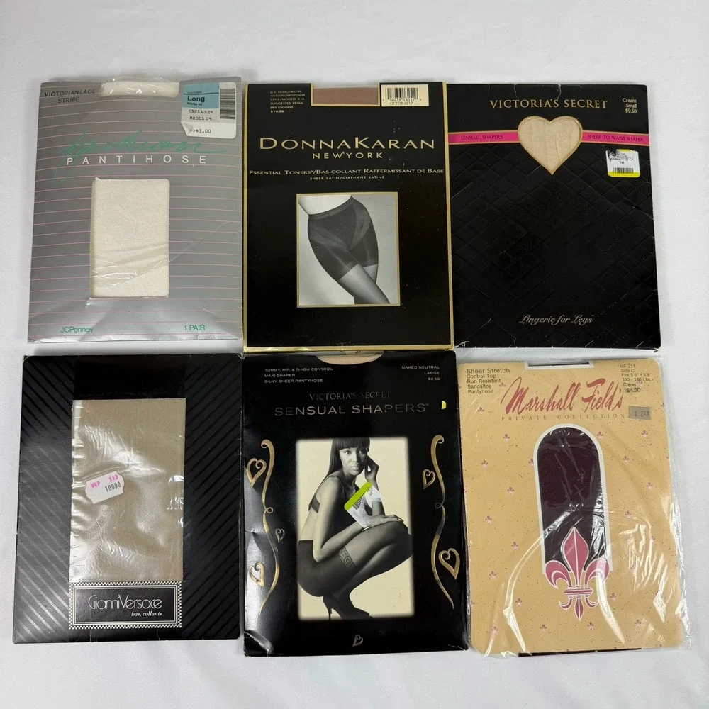 Pantyhose Stockings Vintage &‎ Contemporary 19 pcs Versace Victorias Secret NOS